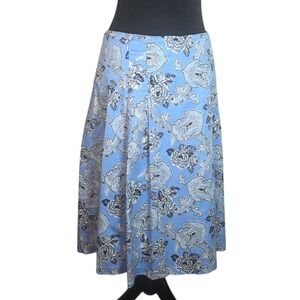 Talbots Women Skirt Size 16 Blue Paisley Floral A Line Midi Cotton